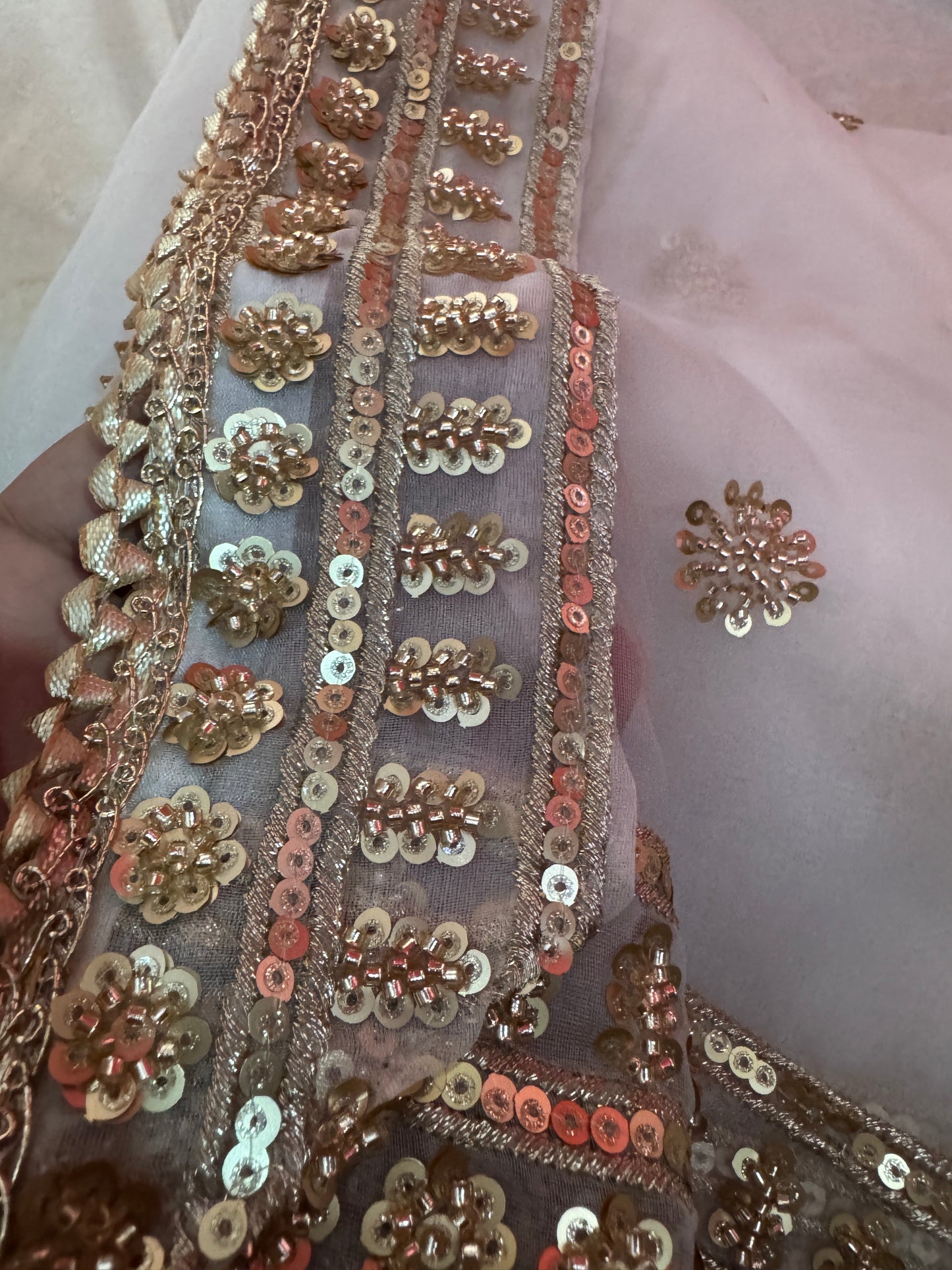 White Organza Bridal Dupatta with Elegant Beads Work – Wedding & Festive Wear