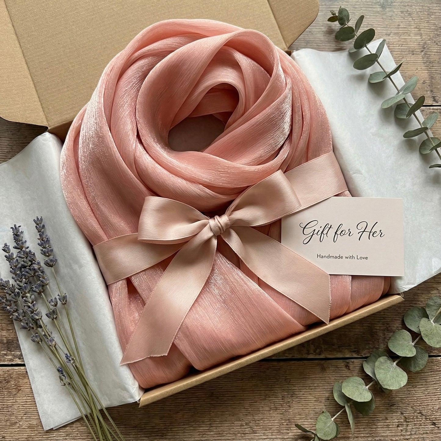 Peach Organza Silk Scarf – Lightweight Luxury for Festive & Party Wear
