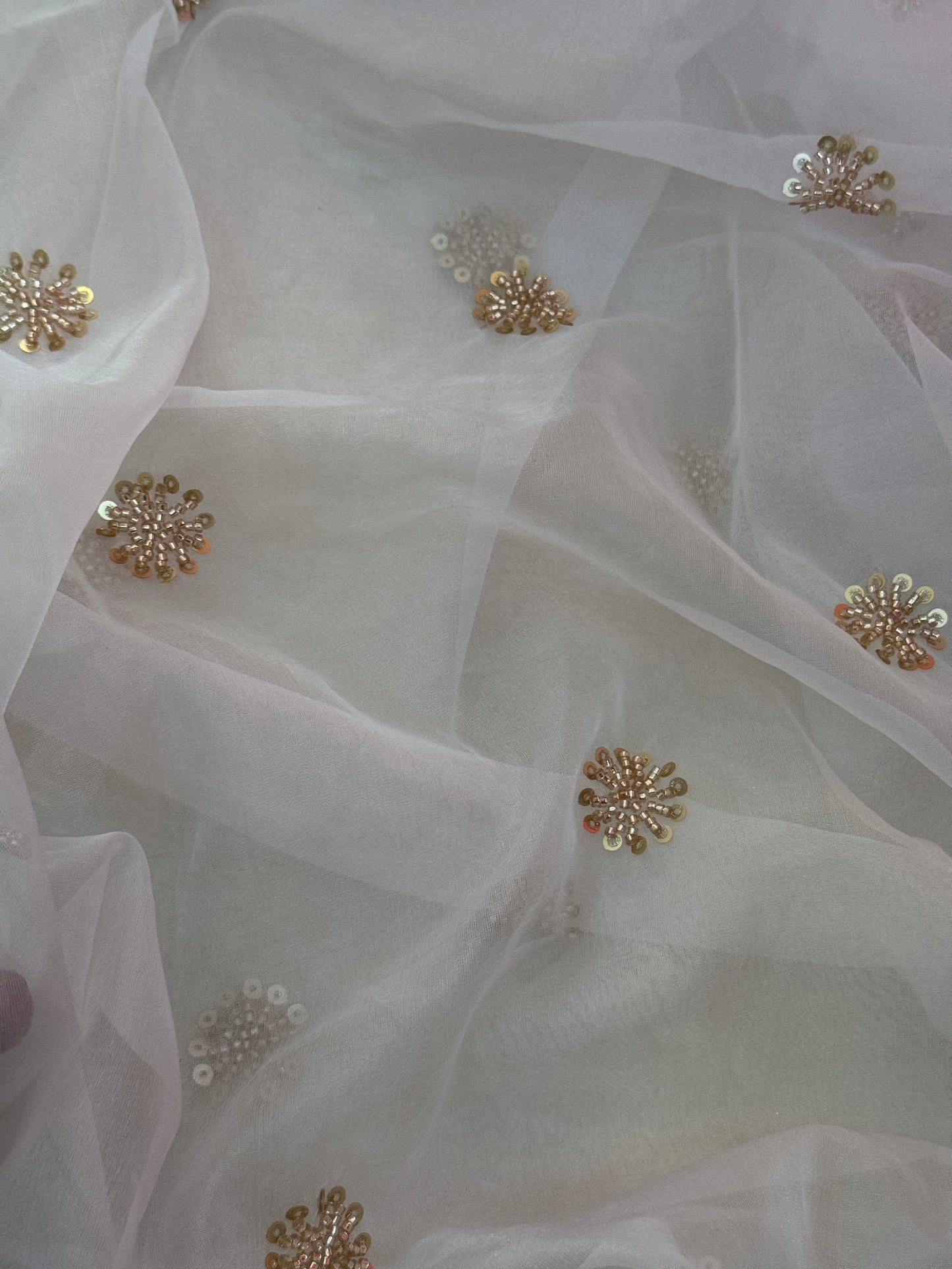 White Organza Bridal Dupatta with Elegant Beads Work – Wedding & Festive Wear