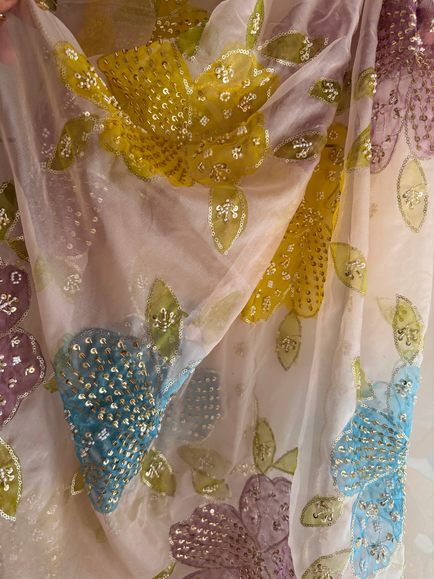 Pakistani Handpainted Organza Dupatta | Premium Soft Organza | Lightweight Partywear Dupatta