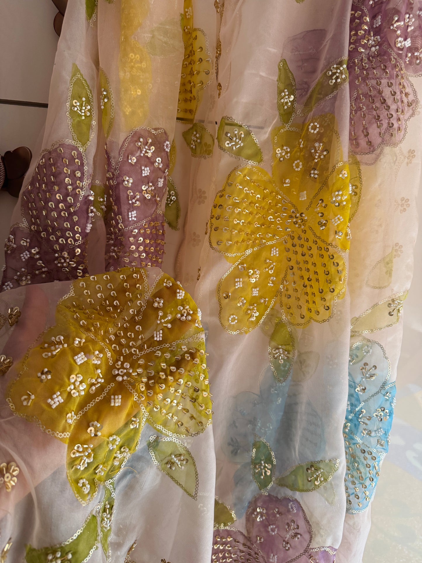 Pakistani Handpainted Organza Dupatta | Premium Soft Organza | Lightweight Partywear Dupatta